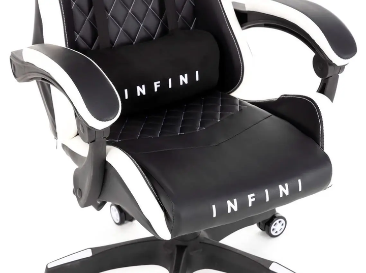 Комп'ютерне крісло геймерське INFINI R-5 Чорно-біла якісна екошкіра - Фото 8 Комп'ютерне крісло геймерське INFINI R-5 Чорно-біла якісна екошкіра - изображение 8