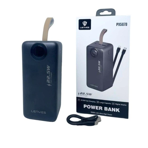 Портативне зарядне LENYES PX587D Power Bank на 50000mAh, USB Type-C та Lightning, 22.5W - зображення 4
