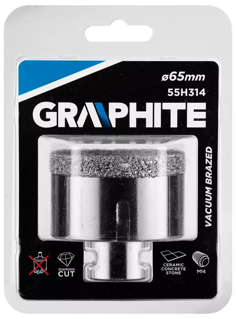 Коронка алмазна Graphite 65 мм M14 55H314 (5902062509390) - зображення 2