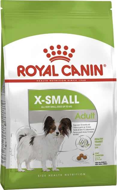 Повнораціонний сухий корм Royal Canin X-Small Adult для дорослих собак мініатюрних порід віком від 10 місяців до 8 років, 1.5 кг, 1003015 - Фото 1 Повнораціонний сухий корм Royal Canin X-Small Adult для дорослих собак мініатюрних порід віком від 10 місяців до 8 років, 1.5 кг, 1003015 - изображение 1