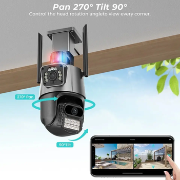 Вулична поворотна WIFI камера Dual Lens 8MP із сиреною (13222), - зображення 3