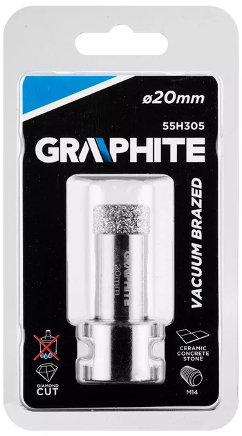 Коронка алмазна Graphite 20 мм M14 55H305 (5902062509277) - зображення 7