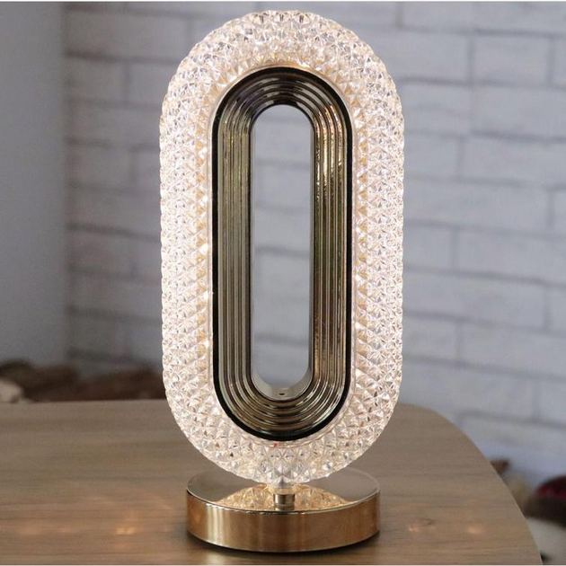 Настольная хрустальная лампа-ночник аккумуляторная с USB CRYSTAL TABLE ...