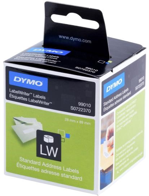 Etykiety Dymo Standard Address Labels 89 x 28 mm 2 x 130 szt Black/White (S0722370) - obraz 1