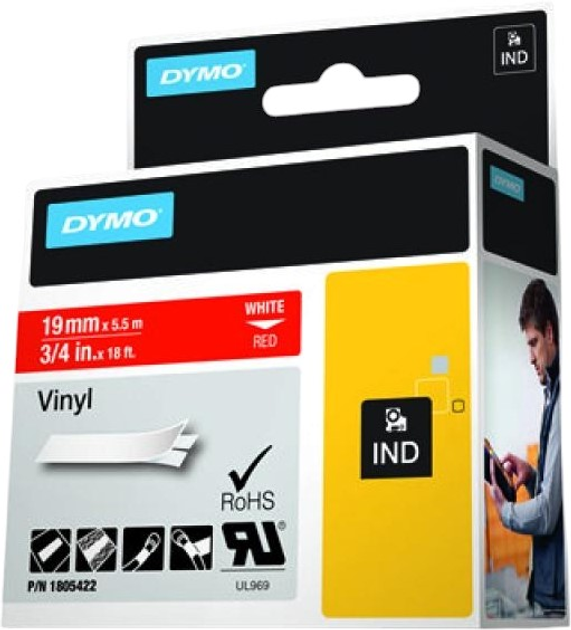 Стрічка для етикеток Dymo Rhino Vinyl 19 мм x 5.5 м White/Red (1805422) - зображення 2