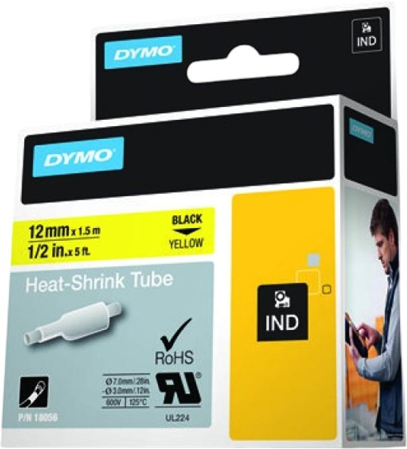 Термозбіжна трубка Dymo RhinoPro Heat Shrink Tubing 12 мм x 1.5 м Black/Yellow (S0718310) - зображення 1