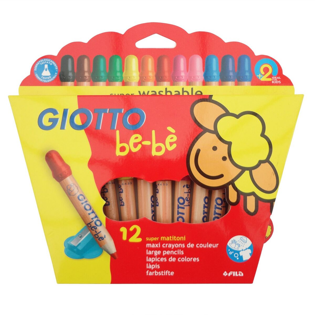 Набір кольорових олівців Giotto Bebe товсті 12 шт (8000825002656) - зображення 1