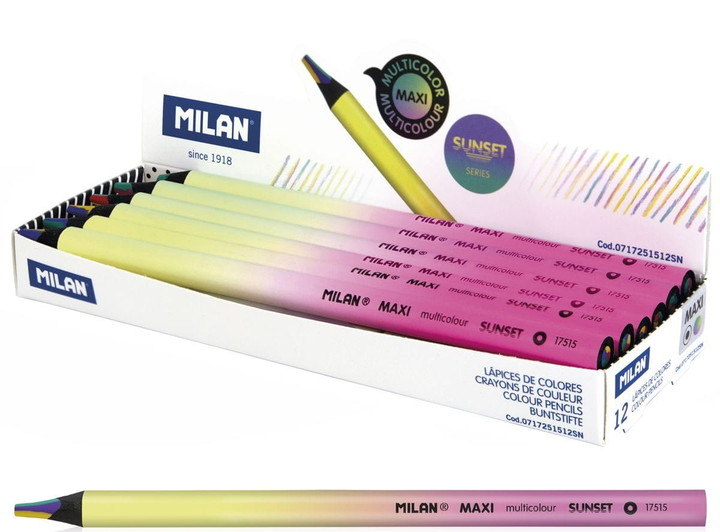 Zestaw kolorowych ołówków Milan Sunset Multicolor Maxi 12 szt (8411574097266) - obraz 1