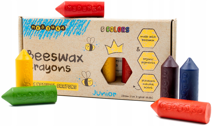 Zestaw kolorowych ołówków Medenka Junior z wosku pszczelego 6 szt (3830083220067) - obraz 3