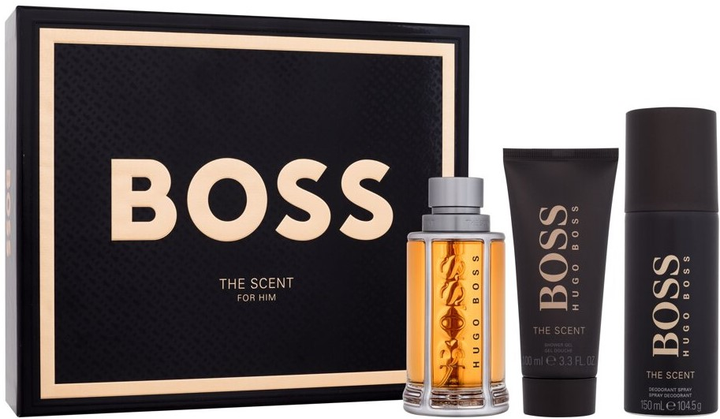 Подарунковий набір для чоловіків Hugo Boss The Scent For Him Туалетна вода 100 мл + Дезодорант 150 мл + Гель для душу 100 мл (3616305439543) - зображення 1