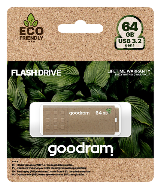 Флеш-накопичувач Goodram ECO FRIENDLY 64 ГБ USB 3.0 коричневий - зображення 3