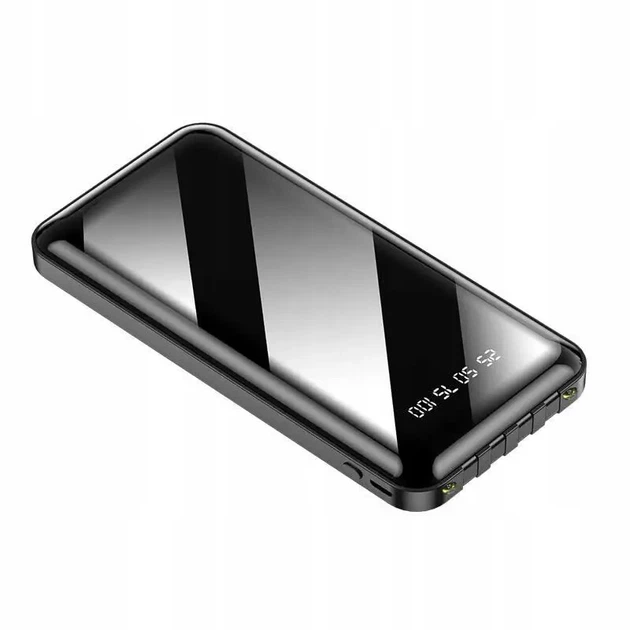Павербанк POWER BANK 2,1A 4x КАБЕЛІ 10000 mAh Black Чорний - зображення 3