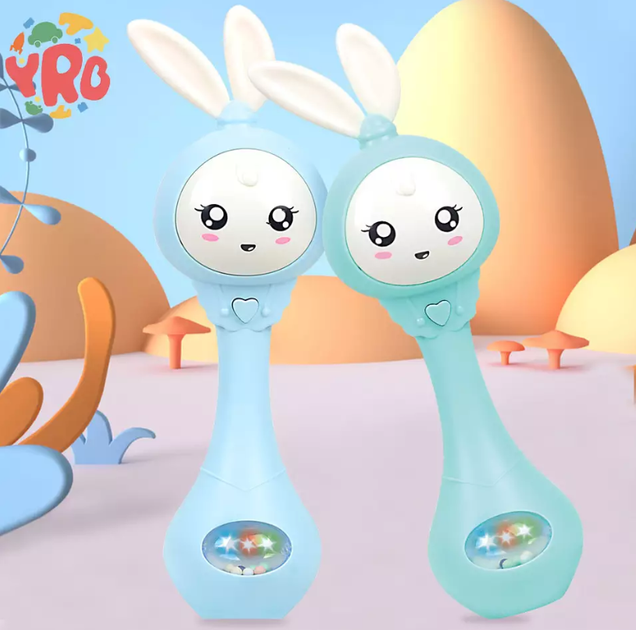 Игрушка-погремушка музыкальная развивающая Зайка Голубой - Фото 10 Игрушка-погремушка музыкальная развивающая Зайка Голубой - изображение 10