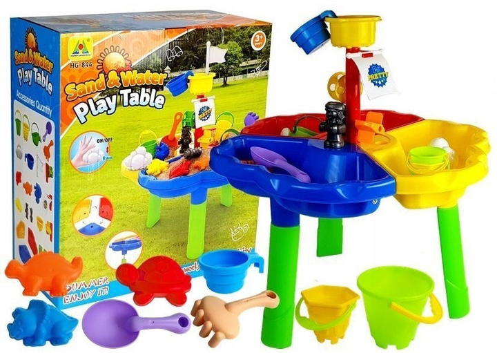 Stolik-piaskownica Leantoys Sand and Table 844 z foremkami (5905214973230) - obraz 1