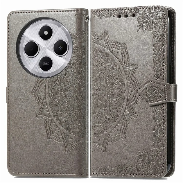 Чехол Vintage для Xiaomi Redmi 14C книжка кожа PU с визитницей серый - изображение 6