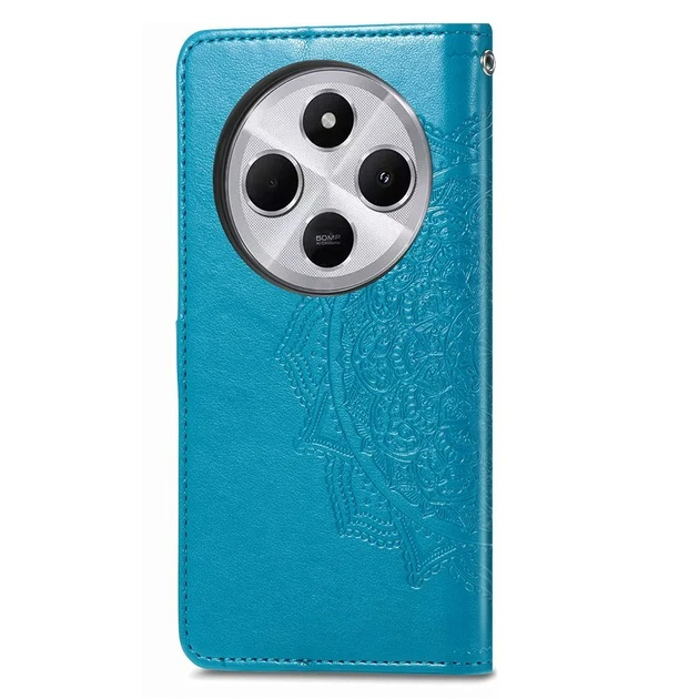 Чехол Vintage для Xiaomi Redmi 14C книжка кожа PU с визитницей голубой - изображение 3