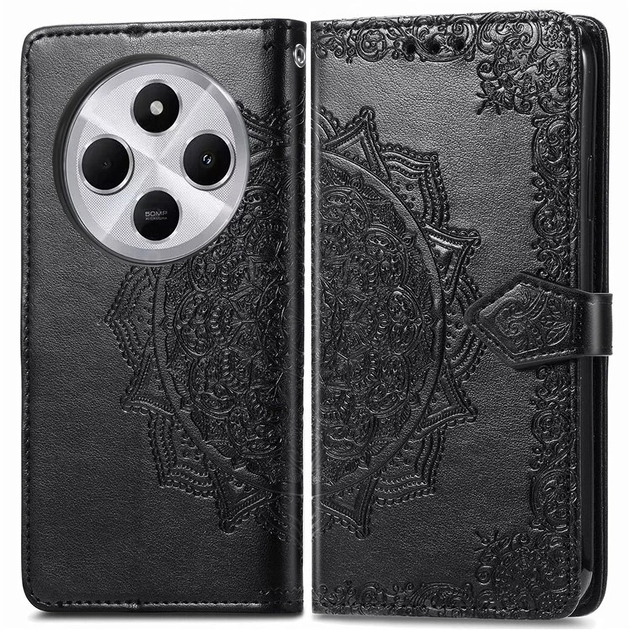 Чехол Vintage для Xiaomi Redmi 14C книжка кожа PU с визитницей черный - изображение 8
