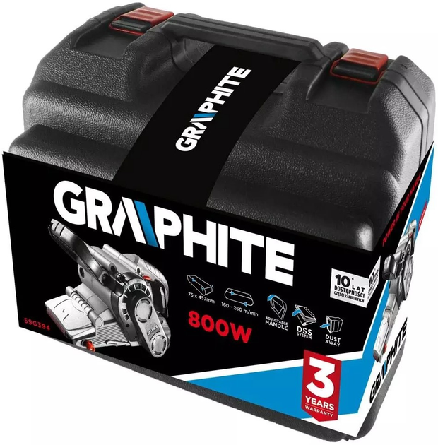 Szlifierka taśmowa Graphite 800 W 59G394 (5902062593948) - obraz 3