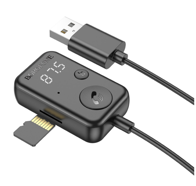 Bluetooth-ресивер BOROFONE BC49 June car USB AUX MicroSD чорний - изображение 4