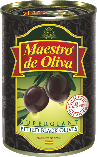 Маслины черные Супер Гигант без косточки Maestro de Oliva 425 г ...
