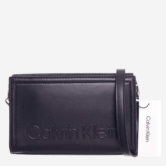 Сумка крос-боді через плече жіноча зі штучної шкіри Calvin Klein Minimal Hardware Crossbody Bag Чорна (8719856573195) - зображення 1