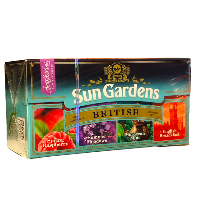 Набір чаю Sun Gardens Британське Асорті 24 пакетика - Фото 2 Набір чаю Sun Gardens Британське Асорті 24 пакетика - зображення 2
