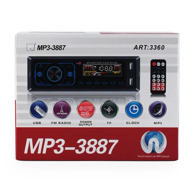 Автомагнитола MP3 3887 сенсорный дисплей Bluetooth USB 1DIN 50W на канал - изображение 2