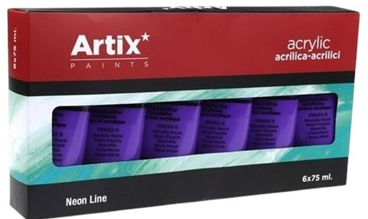 Zestaw farb akrylowych Artix PP632-5 Neon Purple 6 x 75 ml (18435250982391) - obraz 2