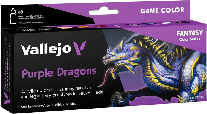 Набір акрилових фарб Vallejo Game Color 72.194 Purple Dragons 8 шт x 18 мл (8429551721943) - зображення 1