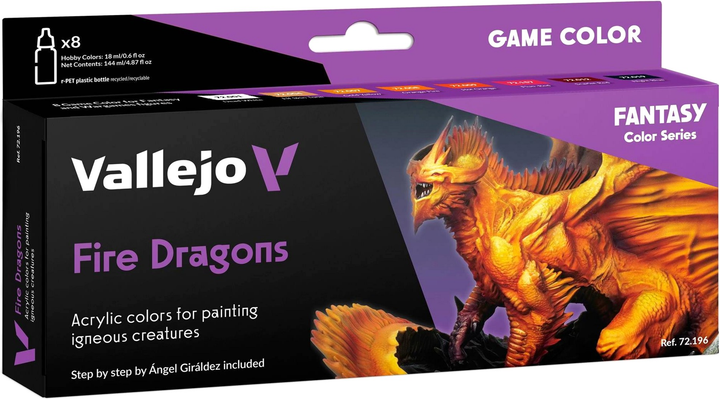 Набір акрилових фарб Vallejo Game Color 72.196 Fire Dragons 8 шт x 18 мл (8429551721967) - зображення 1