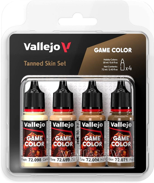 Набір акрилових фарб Vallejo Game Color 72.380 4 x 18 мл Tanned Skin (8429551723800) - зображення 1