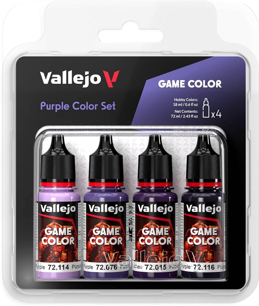 Zestaw farb akrylowych Vallejo Game Color 72.382 4 x 18 ml Fioletowe (8429551723824) - obraz 1