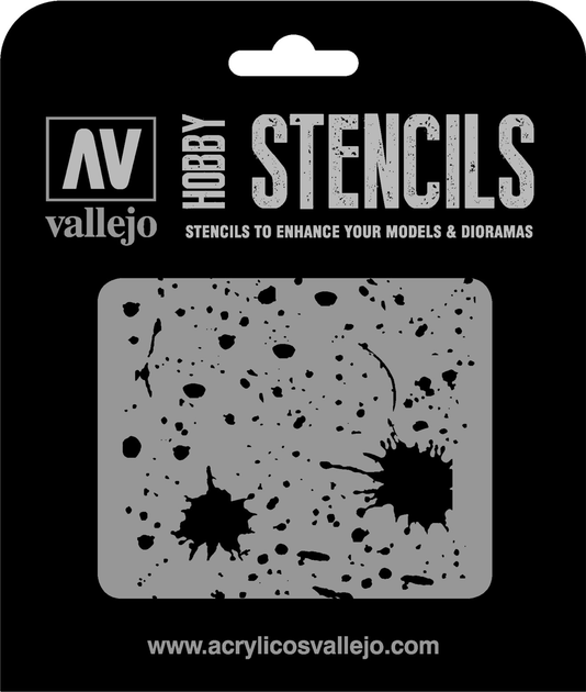 Трафарет Vallejo ST-TX003 Stencils Splash & Stains 1:35 (8429551986649) - зображення 1