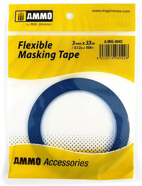 Малярна стрічка Ammo Flexible Masking Tape 3 мм x 33 м (8432074080428) - зображення 1