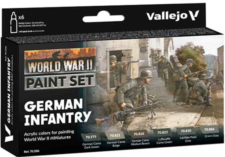 Набір акрилових фарб Vallejo Model Color 70.206 WWII German Infantry 6 шт x 18 мл (8429551702065) - зображення 1