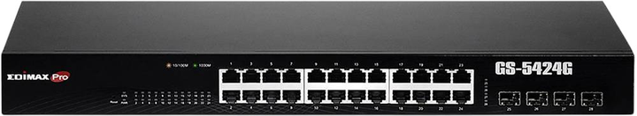 Комутатор Edimax Gigabit Ethernet 24 Ports Long Range Web Smart Switch with 4 SFP slots Black (GS-5424G) - зображення 1