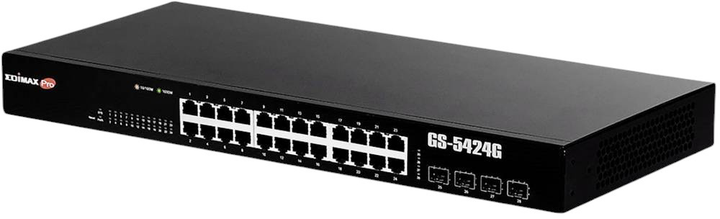 Комутатор Edimax Gigabit Ethernet 24 Ports Long Range Web Smart Switch with 4 SFP slots Black (GS-5424G) - зображення 2