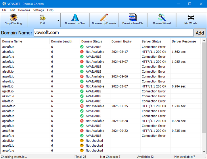 Програма для перевірки доступності доменних імен – Vovsoft Domain Checker. 1 ПК, безтермінова ліцензія. - Фото 2 Програма для перевірки доступності доменних імен – Vovsoft Domain Checker. 1 ПК, безтермінова ліцензія. - изображение 2