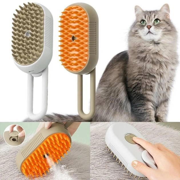 Паровая щетка-массажер 3 в 1, РЕТ SPRAY MASSAGE BRUSH с паровым распылителем для вычесывания собак и кошек - Фото 3 Паровая щетка-массажер 3 в 1, РЕТ SPRAY MASSAGE BRUSH с паровым распылителем для вычесывания собак и кошек - изображение 3