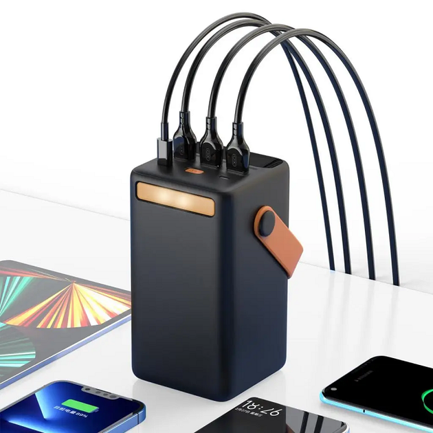Повербанк для телефона умб Power Bank Awei P101K павербанк с быстрой зарядкой и фонариком 60000 мач универсальная мобильная батарея для планшета и фитнес часов внешняя батарея Черный - изображение 4