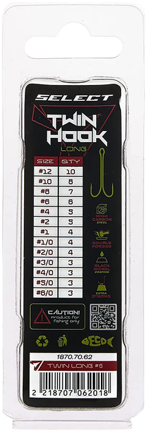 Двойник Select TWH-22L Twin Long #3/0 (3 шт/уп) (1870-70-68) - Фото 3 Двойник Select TWH-22L Twin Long #3/0 (3 шт/уп) (1870-70-68) - изображение 3