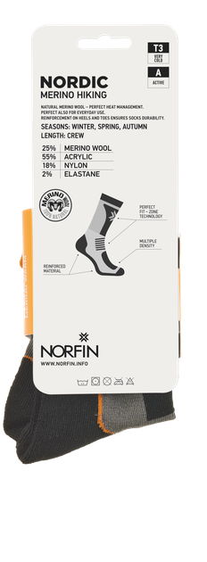 Носки Norfin T3A MERINO HIKING CREW р.XL (45-47) - Фото 4 Носки Norfin T3A MERINO HIKING CREW р.XL (45-47) - изображение 4