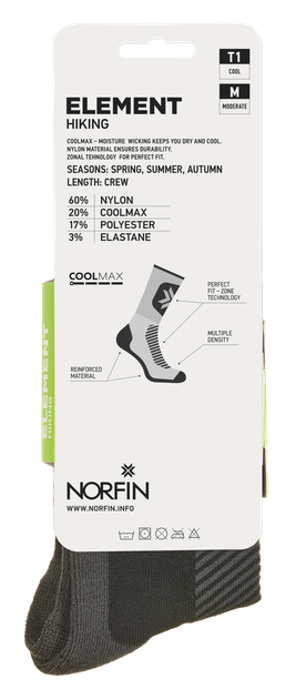 Носки Norfin T1M ELEMENT HIKING COOLMAX CREW р.M (39-41) - Фото 3 Носки Norfin T1M ELEMENT HIKING COOLMAX CREW р.M (39-41) - изображение 3