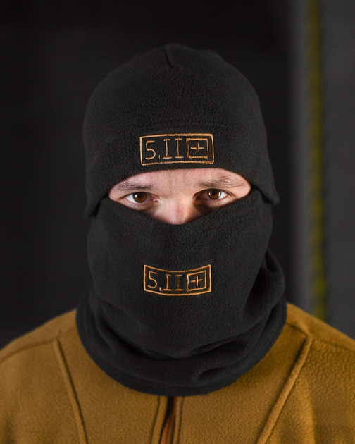 Тактический набор шапка + баф на флисе 5.11 Tactical черный (90335) - изображение 1