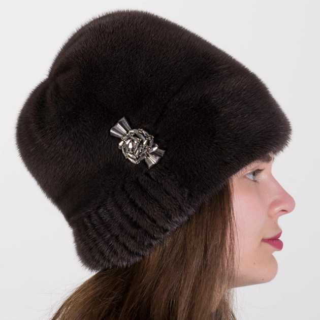 Шапка норковая Меховой Стиль Кубанка Камелия 54-60 Кофейный (076/K) - изображение 3