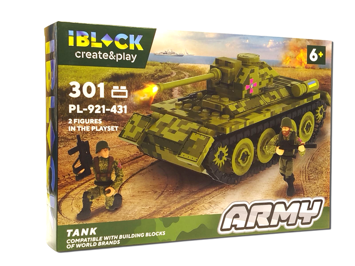 Конструктор IBlock "Army" Танк с наклейками 301 деталь PL-921-431 - Фото 1 Конструктор IBlock "Army" Танк с наклейками 301 деталь PL-921-431 - изображение 1