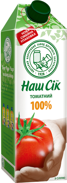 Упаковка сока ОКЗДП Наш Сок Томатный 100% сок с солью 1.43 л х 8 шт ...