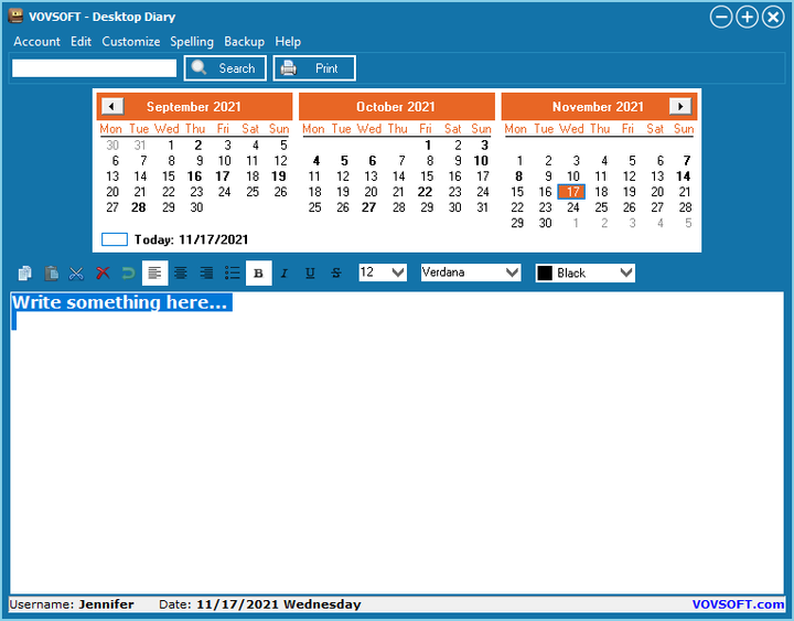 Програма для ведення особистого щоденника – Vovsoft Desktop Diary. 1 ПК, безтермінова ліцензія. - Фото 4 Програма для ведення особистого щоденника – Vovsoft Desktop Diary. 1 ПК, безтермінова ліцензія. - зображення 4