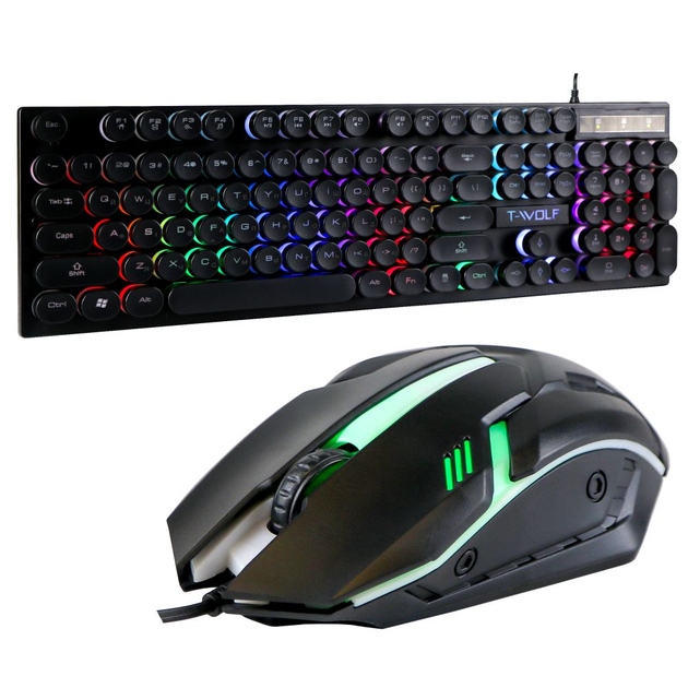 Геймерская клавиатура и мышь TWolf TF270 с черным корпусом и RGB ...