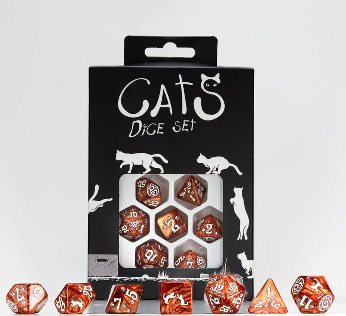 Набір кісток Q-Workshop Cats Dice Kit Кіт Мафін 7 деталей Карамельний (5907699496563) - зображення 4